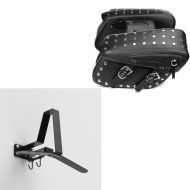 Sett: Sadelvesker egnet for Chopper Cruiser Retro VH6 sw Craftride med garderobe WH2 veggfeste hjelmholder sw