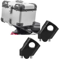 Sett: Motorsykkel aluminium toppkoffert XS45 aluminium universal 45L sølv Bagtecs med styrerør 40mm aluminium egnet for styre med Ø 22mm 7/8" svart