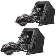 Sett med 2x motorsykkeltelt garasje universal sammenleggbar garasje motorsykkelgarasje Motoguard XXL svart