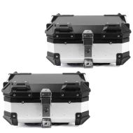Sett med 2x motorsykkel aluminium toppkoffert Bagtecs XB28 aluminium universal 28 liter sølv
