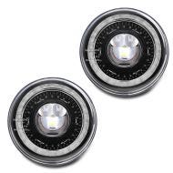 Sett med 2x LED-frontlykter 7" egnet for Harley Davidson-lykter med E-merke DRL DE1 sort Craftride