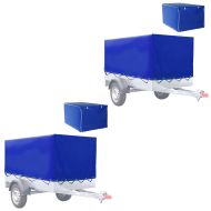 Sett med 2x tilhengerpresenning med gummibelte 210 x 114 x 88cm Vanit høy presenning vanntett 610 g/m² ME98 blå