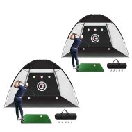 Sett med 2x golftreningsnett Cranit GN1 treningsbur med sort kunstgressmatte
