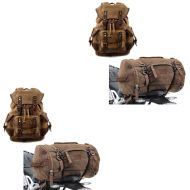 2x Sett: Ryggsekk Canvas RG8 Vintage bag 20Ltr Retro brun + Bakre bag Vintage 25L Canvas Ryggsekk bagasje rulle brun