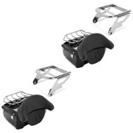 2x sett: toppkoffert egnet for Harley Davidson Touring 97-13 Craftride Large med bagasjegrill svart + bagasjehylle TP dobbeltsete egnet for Harley Davidson Touring-modeller 97-08 krom Craftride