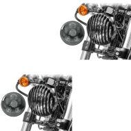 2x LED-frontlykter med frontlysgrill 5,75 tommer egnet for Harley Davidson Sportster 04-20 Craftride svart