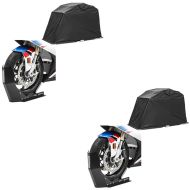 2x sett: motorsykkeltelt garasje universal sammenleggbar garasje motorsykkelgarasje Motoguard XL svart + transportstativ ConStands Easy-Fix motorsykkelrocker opp til 21 tommer svart