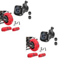 ConStands 2x sett: Motorsykkel dekkvarmer sett Snaefell ConStands 30-99°C digital egnet for forhjul og bakhjul rød + dekktrykkovervåkingssystem TPMS med temperaturmåler Tourtecs digital dekktrykktester