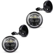 2x LED hovedlys sett 7 tommer egnet for motorsykkel universal frontlykt svart Craftride F10