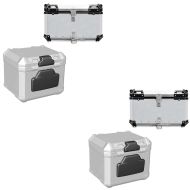 2x ryggpute toppkoffert i aluminium + toppkoffert i aluminium XB65 aluminium 65 liter sølv