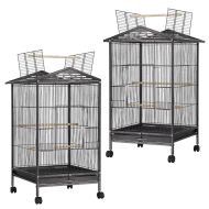 Sett med 2 fuglebur med hjul Divit voliere med smussbrett 45x45x97 cm PL9 svart NYHET