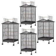 Sett med 4 fuglebur med hjul Divit voliere med smussbrett 45x45x97 cm PL9 svart NYHET