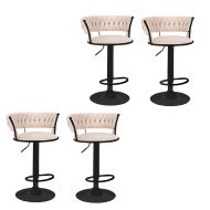 4x barkrakker fløyelstrekk Divit RB16 krakk med ryggstøtte fotstøtte justerbar metallbase beige svart