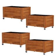 Sett med 4 plantepotter på hjul Divit FC58 plantekasse høybed ved 78 x 52 x 40,5 cm