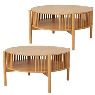 2x salongbord rundt bambus Divit SR92 sidebord stue med hylle