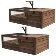 2x skilpaddehus innhegning værbestandig 97 x 57 x 51 cm tre BF31