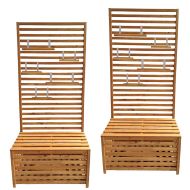2x hageskrin med hyller Divit GR1 hagebenk plantehylle