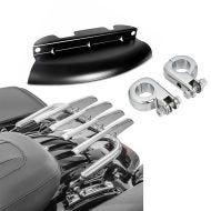 Bagasjehylle egnet for Harley Davidson Touring 14-23 + fotstøtteholder krom + vindavviser