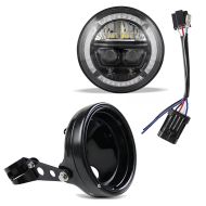 Frontlykt F10 LED 7" + frontlyshus + adapter H4 til H13