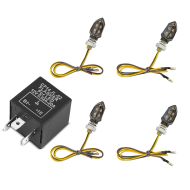 2x 2 stk LED-indikatorer KP8 med E-merke front-bak tonet + 12V indikatorrelé