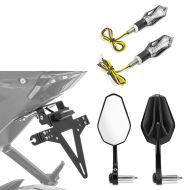 Nummerskiltholder KH4 med LED + LED-indikatorer 2 stk tonet + styreendespeil
