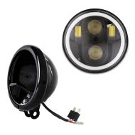 Sett LED-hovedlys + LED-hovedlyshussett 5,75 tommer Craftride svart