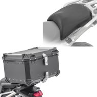 Toppkoffert i aluminium XB65 svart + stolpesete som passer for BMW R 1200 / 1250 GS / Adventure 13-24