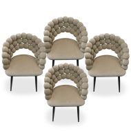 2x spisestuestoler 2 stk Divit SR74 lenestoler lenestoler fløyel treben beige