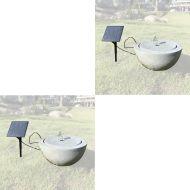 2x solenergi fontene hage syntetisk harpiks steinskål Ø 26 cm Divit RI58 grå