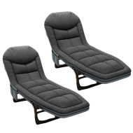 2x sammenleggbar fluktstol Divit GI20 hageseng solseng polstret 200 x 64 x 30 cm svart