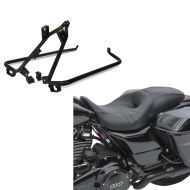 Sett: Sete egnet for Harley Davidson Touring 08-23 dobbeltsete førerpassasjer XG4 Craftride + setebagbærersett egnet for Harley Davidson Touring-modeller 09-13 svart Craftride