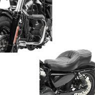 Sett: Motorsykkelsete egnet for Harley Davidson Sportster 04-20 Craftride VM2 sete + crashbar egnet for Harley Davidson Sportster 2004-2020 Craftride Bart krom