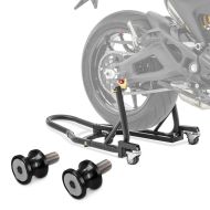 Sett manøvreringshjelp montering stativ bakhjul Mover 2 Racing matt svart + prismatisk socket racing adapter Motea Jerez M8 svart