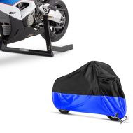 Sett: Sentralløfter Center Pro motorsykkelstativ i matt sort + presenning XL sammenleggbar garasje svart-blå