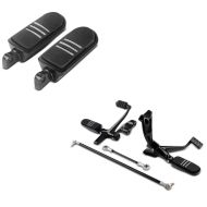 Sett: Motorsykkel fremre fotstøttesystem egnet for Harley Davidson Sportster 04-13 Craftride i svart + Fotstøtter driver pillion BQ egnet for Harley Davidson Universal svart Craftride