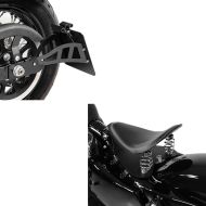Sett: Motorsykkel Bobber solo sete Craftride med bunnplate i sort + sideskiltholder som passer til Harley Davidson Sportster 91-03 Craftride svart
