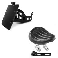 Set: Bobber Schwingsattel BR8 mit Federn schwarz + Seitlicher Kennzeichenhalter für Yamaha XV 535/ 1100 Virago_1