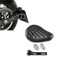 Sett: Bobber swing sal Diamond Contoured med fjærer for spesialtilpassede sykler i + sideskilt holder egnet for Yamaha XVS 650-1100 Drag Star 96-07