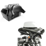 Sett: Toppkoffert Missouri 43Ltr egnet for choppere, låsbar + Batwing fairing egnet for choppere og spesialsykler med frontrute