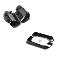 Sett: benskjold egnet for Harley Davidson Touring-modeller 14-24 Craftride ventilert svart + sidekasseforlengelse egnet for Harley Davidson Touring-modeller 14-24 Craftride svart
