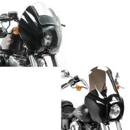 Sett: Frontkledning egnet for Harley Davidson Dyna Low Rider / Street Bob Craftride MG5 med linse svart-røykgrå + lampemaske egnet for Harley Davidson Dyna / Sportster lysmaske Craftride Q1 klar