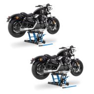 2x ConStands Midlift L motorsykkelheis egnet for choppere / custom sykler opp til 680 kg i blått sparesett CB1135