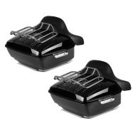 2x toppkoffert King OLR universal egnet for chopper cruiser custom sykler med bagasjegrill Craftride svart økonomisett