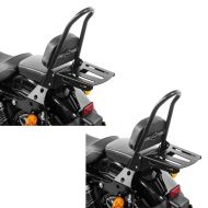 2x sissy bar egnet for Harley Davidson Sportster 04-20 Craftride Fast Rider-L inkl. bagasjehylle svart økonomisett