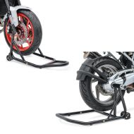 Sett: Enarmsstativ egnet for BMW R NineT 14-23 reparasjonsstativ Single-Classic svart + reparasjonsstativ forhjul med gummierte fester for motorsykkeljekken foran