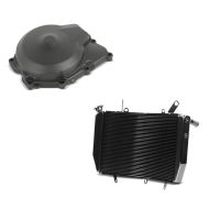 Sett: vannkjøler egnet for Yamaha YZF-R6 08-16 radiatorkjøler + dynamodeksel egnet for Yamaha YZF-R6 06-19 Lima deksel motordeksel