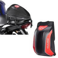 Sett: Hard shell ryggsekk Carbon 30Ltr rød + Tail bag Race egnet for pillion sete i svart