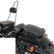 Sett: Sissy bar Tall egnet for Harley Davidson Sportster 04-20 Craftride Rider-XXL krom + pillion sugekopp setepute for tilpassede sykler Craftride Glider X svart