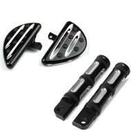Sett: driver-pillion løpebrett egnet for Harley Davidson Craftride Stripe Mini svart + fører-pillion fotstøtter egnet for Harley Davidson Craftride FP5 svart