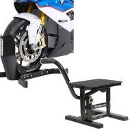 Sett: Motorsykkel rocker Easy Plus fronthjul rocker motorsykkel stativ opp til 21" svart + Mekanisk Enduro motorsykkel stativ Cross-Lift M opp til 160 kg svart